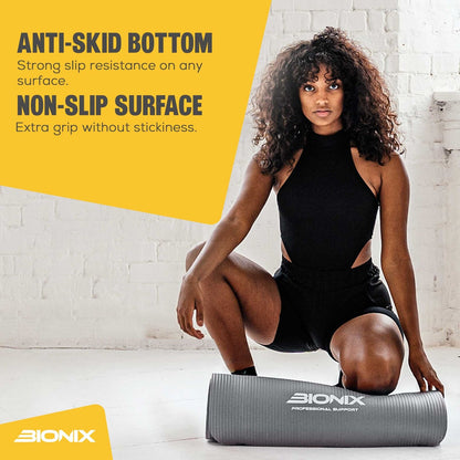 Premium 10mm Non-Slip Yoga Mat with Carry Strap - Ideal for Fitness, Pilates, and Home Workouts (183x62)