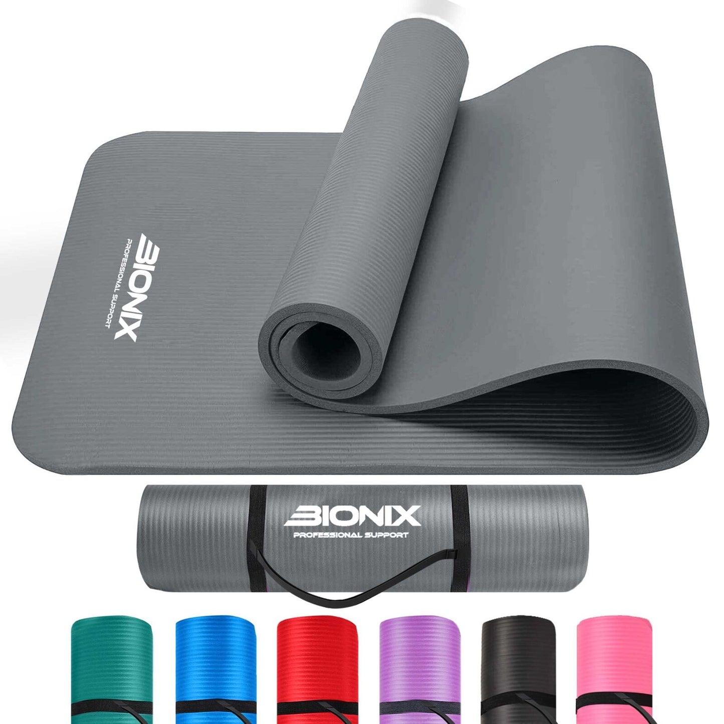 Premium 10mm Non-Slip Yoga Mat with Carry Strap - Ideal for Fitness, Pilates, and Home Workouts (183x62)