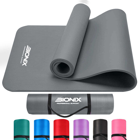 Premium 10mm Non-Slip Yoga Mat with Carry Strap - Ideal for Fitness, Pilates, and Home Workouts (183x62)