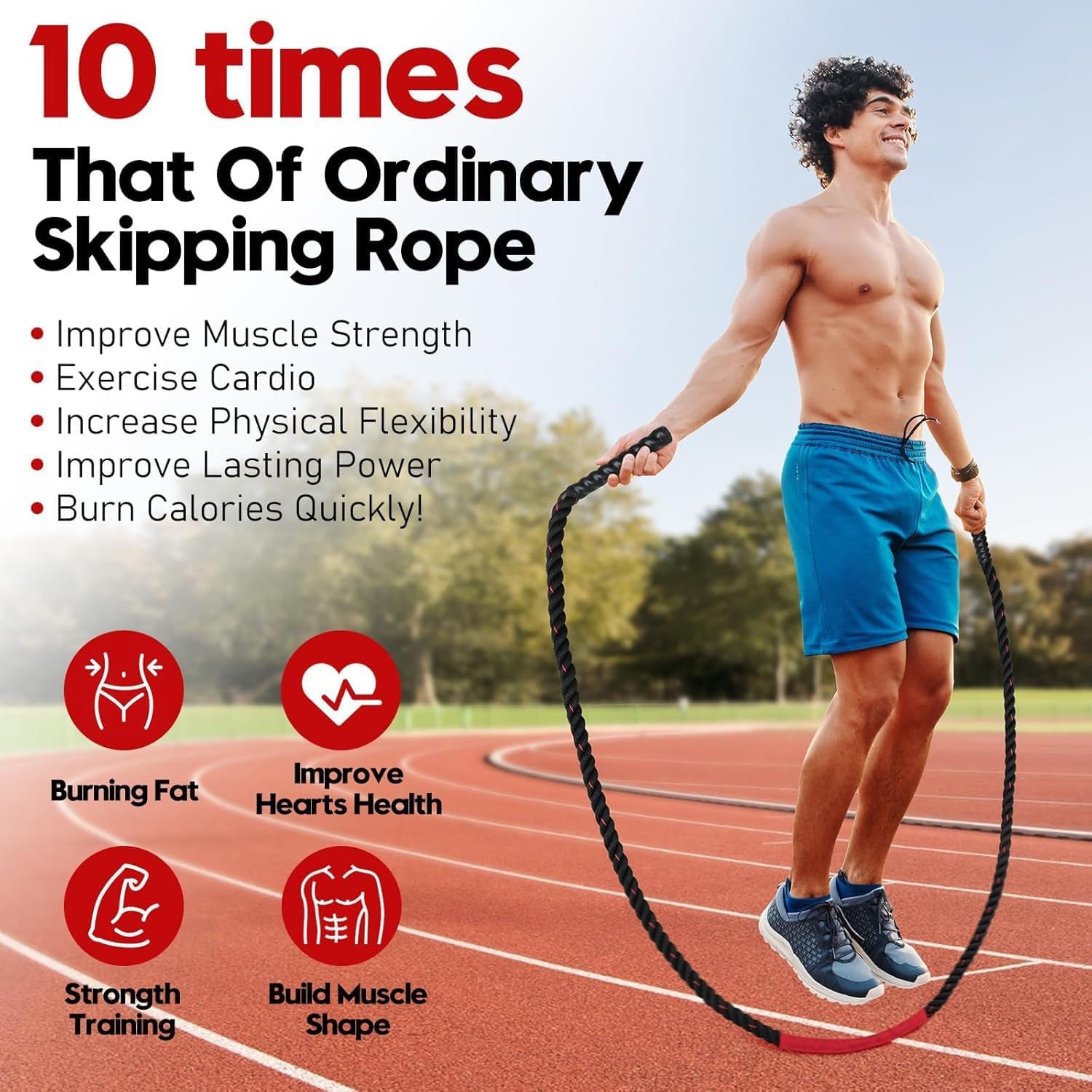 Elevate Your Fitness Game with Our Premium Weighted Jump Rope - Perfect for Men and Women, Available in 3lb, 4lb, and 5lb Options for Effective Home Workouts and Muscle Building