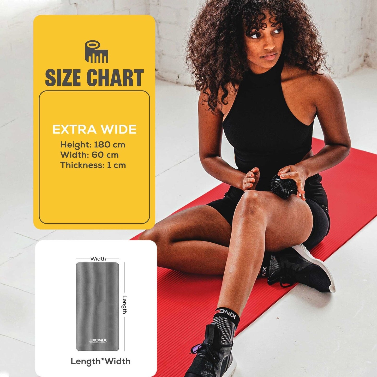 Premium 10mm Non-Slip Yoga Mat with Carry Strap - Ideal for Fitness, Pilates, and Home Workouts (183x62)