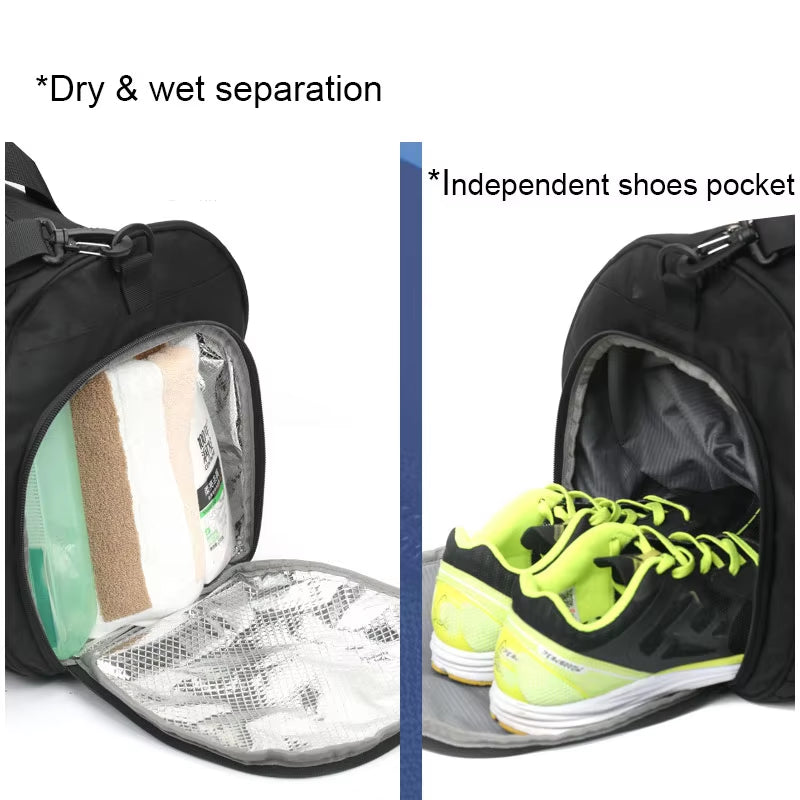 Versatile Large Gym Bag for Fitness and Travel - Waterproof Nylon Shoulder Bag for Shoes, Yoga, and Sports