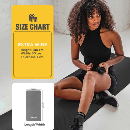 Premium 10mm Non-Slip Yoga Mat with Carry Strap - Ideal for Fitness, Pilates, and Home Workouts (183x62)