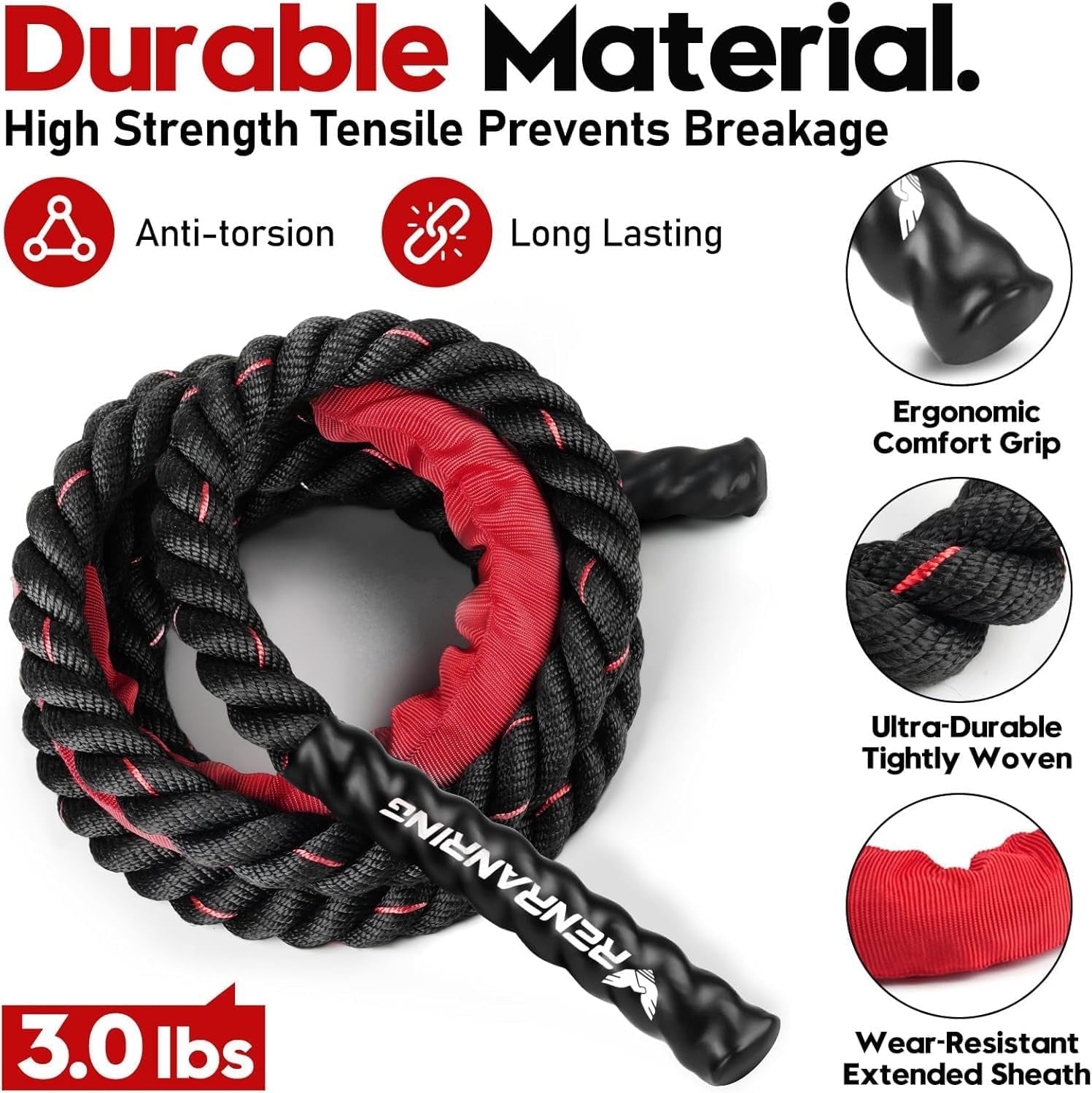 Elevate Your Fitness Game with Our Premium Weighted Jump Rope - Perfect for Men and Women, Available in 3lb, 4lb, and 5lb Options for Effective Home Workouts and Muscle Building