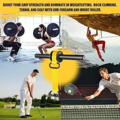 Elevate Your Strength Training with Our Ultra-Strong Forearm Strengthener and Wrist Roller – Adjustable Nylon Webbing, Quick Lock Mechanism, and Anti-Slip Grip for Maximum Performance