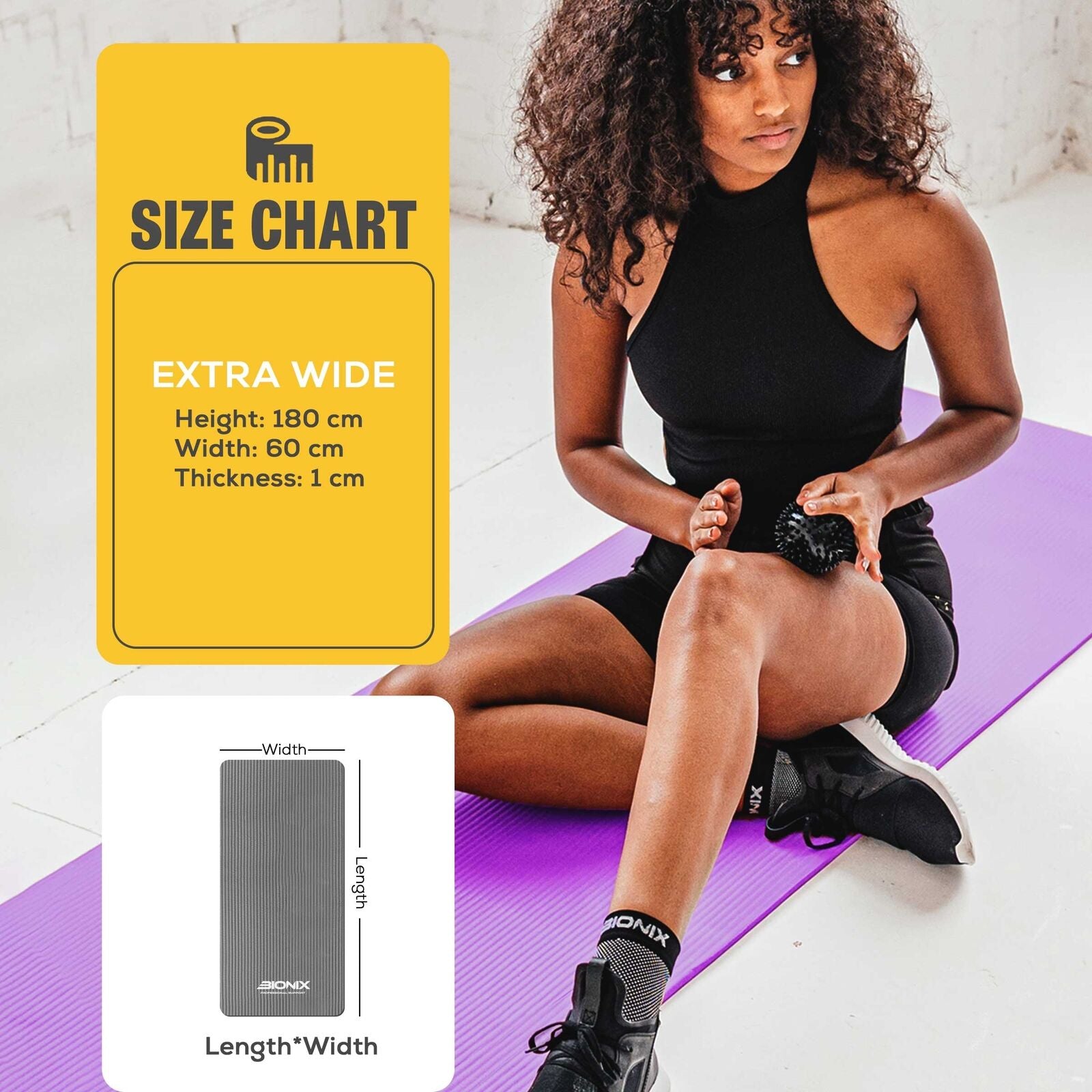 Premium 10mm Non-Slip Yoga Mat with Carry Strap - Ideal for Fitness, Pilates, and Home Workouts (183x62)
