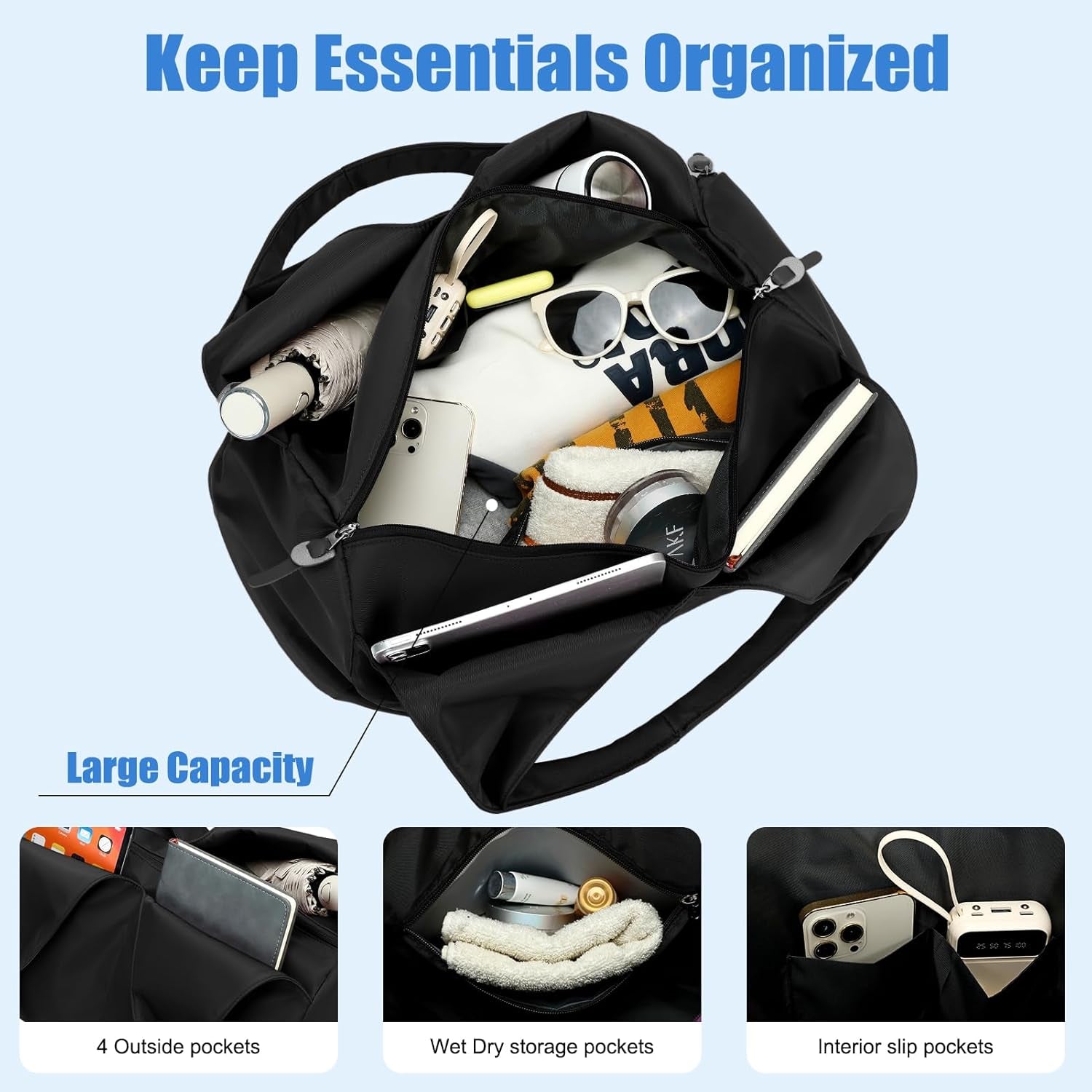 Versatile Gym Bag for Men and Women with Shoe Compartment & Wet Pocket - Perfect for Travel, Fitness, Swimming, and Yoga