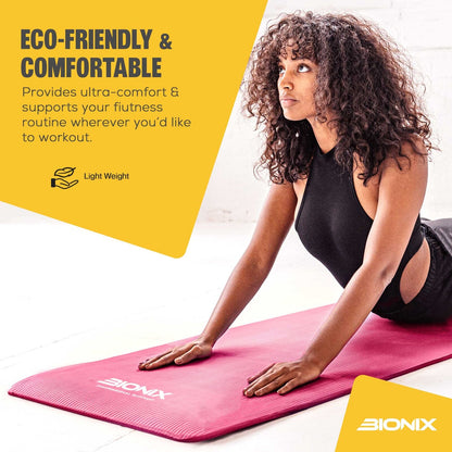 Premium 10mm Non-Slip Yoga Mat with Carry Strap - Ideal for Fitness, Pilates, and Home Workouts (183x62)