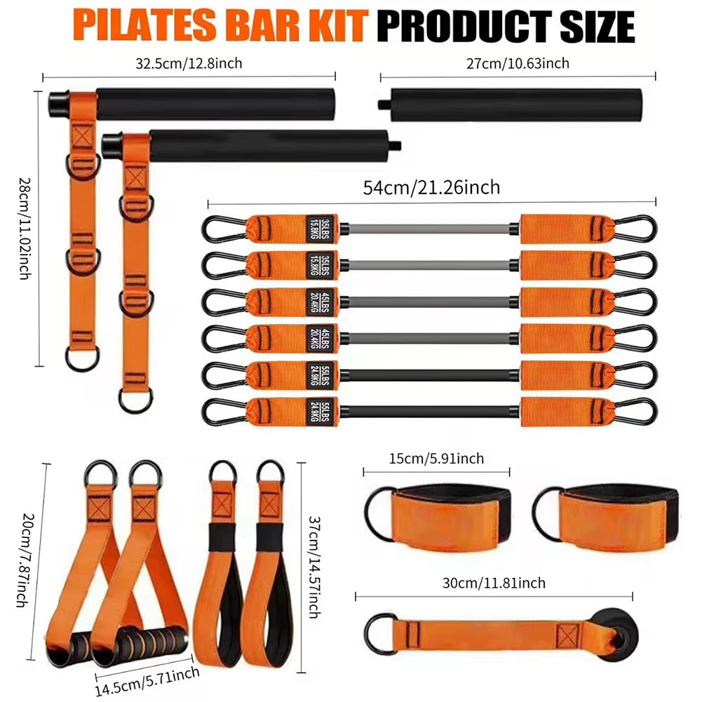 Ultimate Multifunctional Pilates Bar with Resistance Bands – Portable Yoga Stick for Full Body Workouts and Strength Training