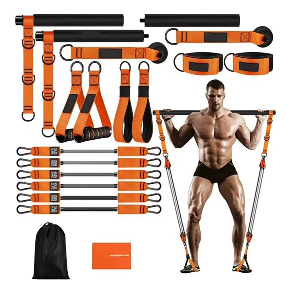 Ultimate Multifunctional Pilates Bar with Resistance Bands – Portable Yoga Stick for Full Body Workouts and Strength Training