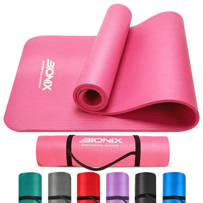 Premium 10mm Non-Slip Yoga Mat with Carry Strap - Ideal for Fitness, Pilates, and Home Workouts (183x62)