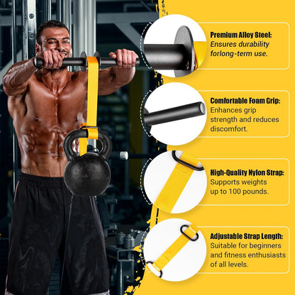 Elevate Your Strength Training with Our Ultra-Strong Forearm Strengthener and Wrist Roller – Adjustable Nylon Webbing, Quick Lock Mechanism, and Anti-Slip Grip for Maximum Performance