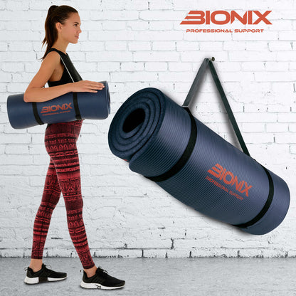 Premium 10mm Non-Slip Yoga Mat with Carry Strap - Ideal for Fitness, Pilates, and Home Workouts (183x62)