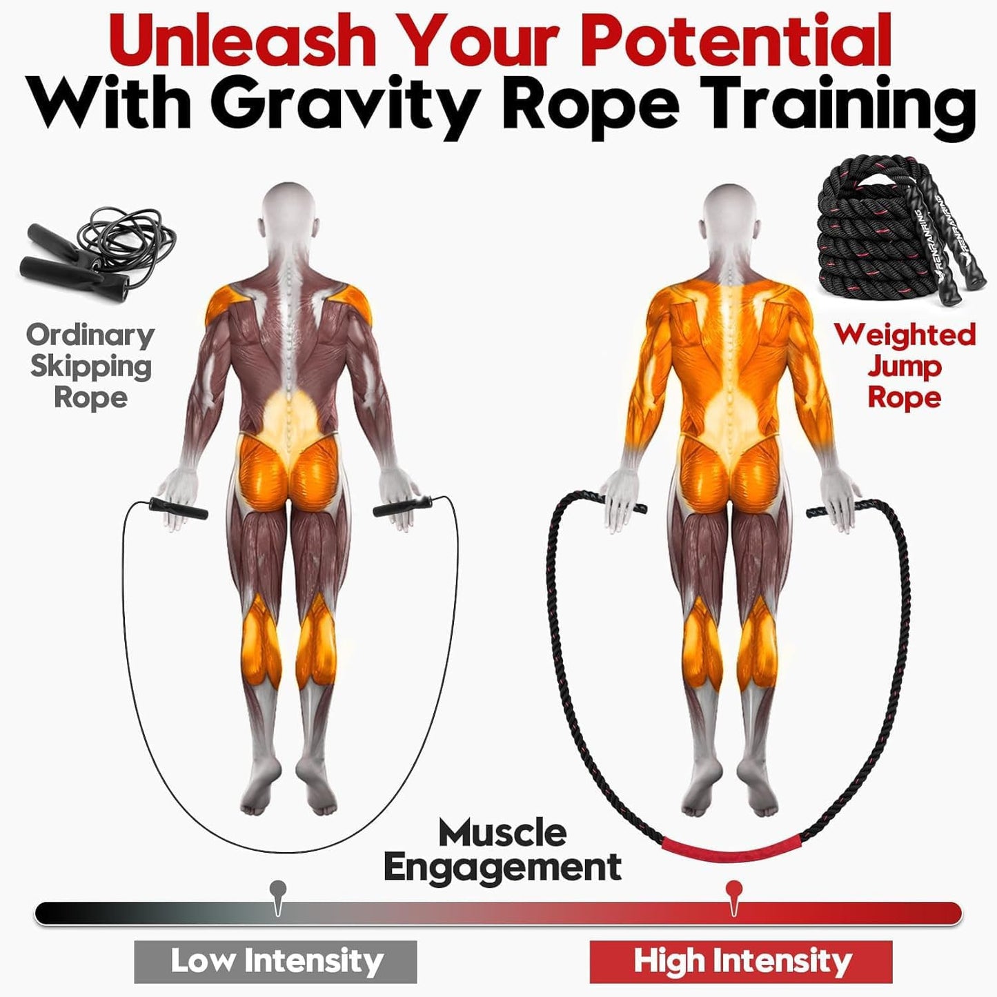 Elevate Your Fitness Game with Our Premium Weighted Jump Rope - Perfect for Men and Women, Available in 3lb, 4lb, and 5lb Options for Effective Home Workouts and Muscle Building