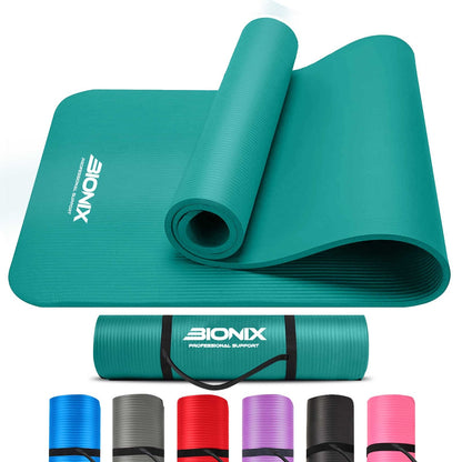 Premium 10mm Non-Slip Yoga Mat with Carry Strap - Ideal for Fitness, Pilates, and Home Workouts (183x62)