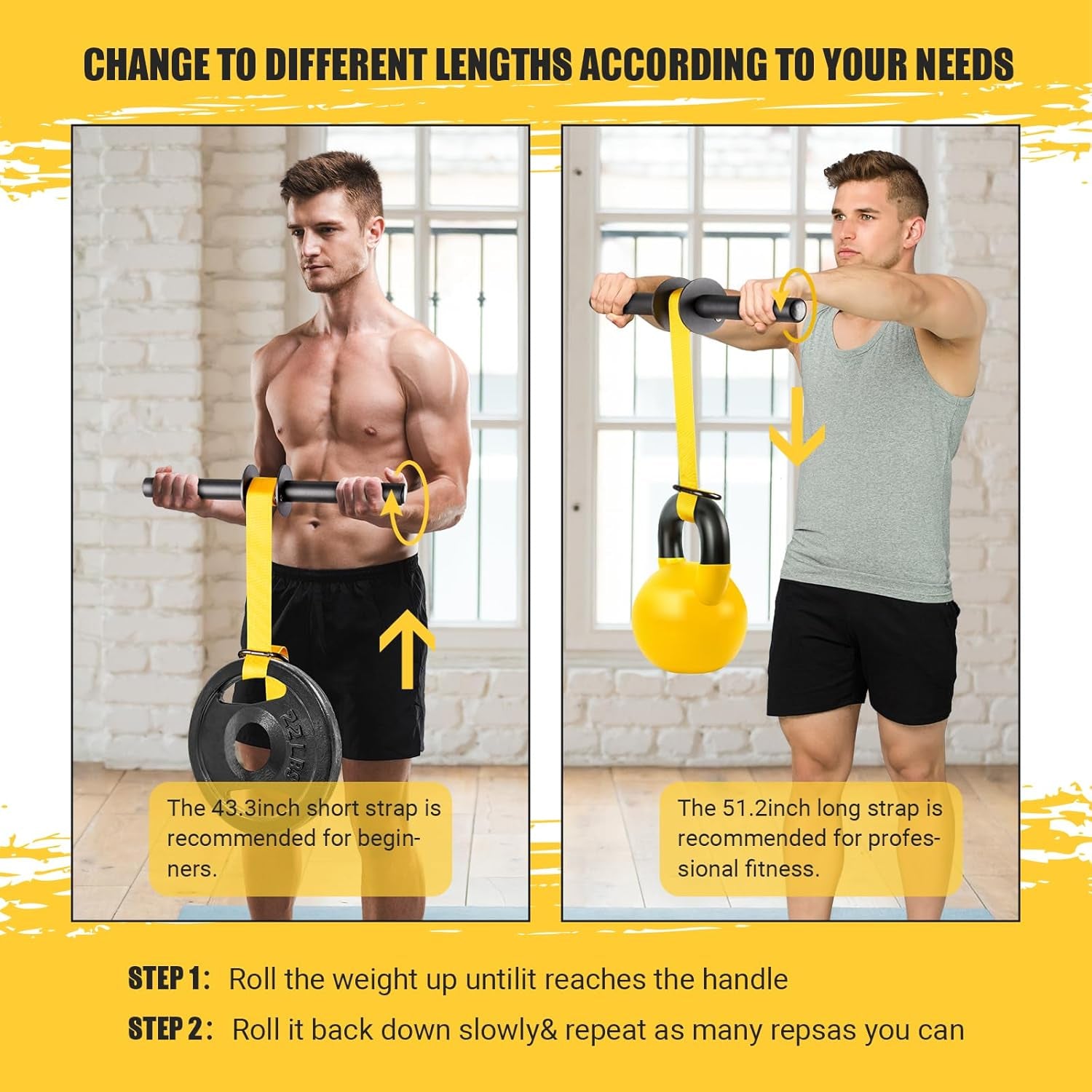 Elevate Your Strength Training with Our Ultra-Strong Forearm Strengthener and Wrist Roller – Adjustable Nylon Webbing, Quick Lock Mechanism, and Anti-Slip Grip for Maximum Performance