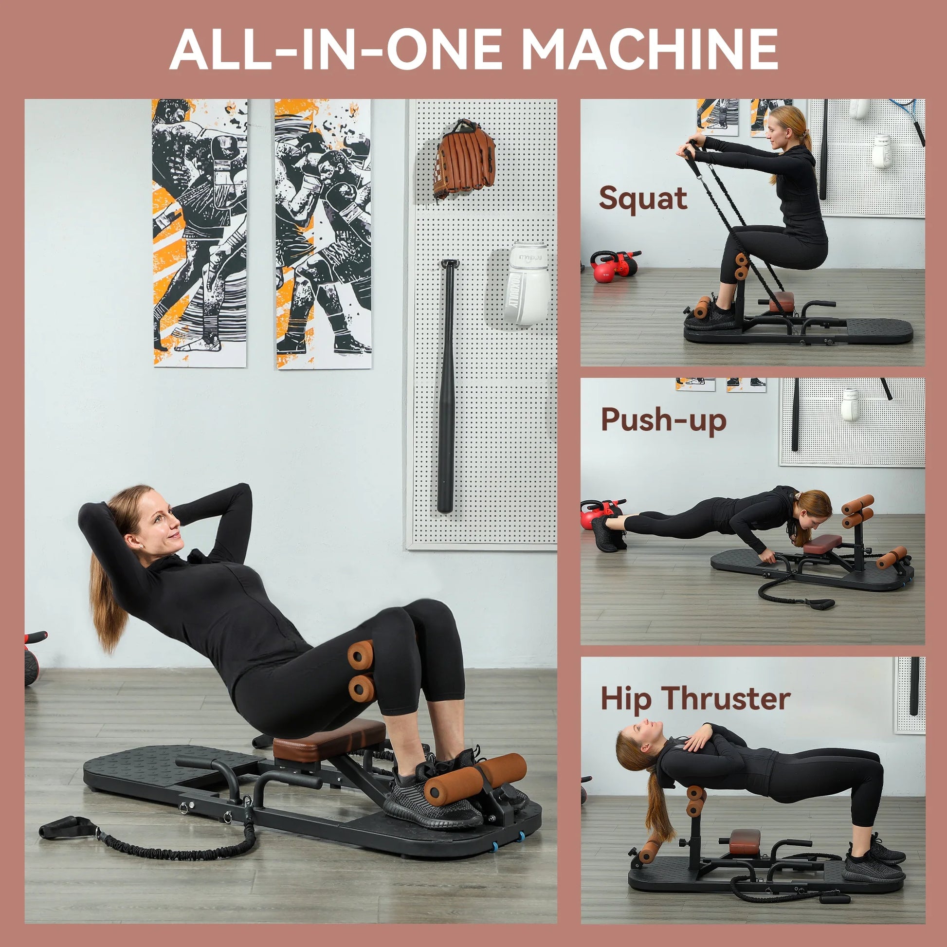Maximize Your Workout with the Foldable Sissy Squat Machine & Push-Up Stand - Perfect for Building Muscle in Black