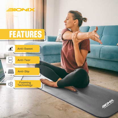 Premium 10mm Non-Slip Yoga Mat with Carry Strap - Ideal for Fitness, Pilates, and Home Workouts (183x62)