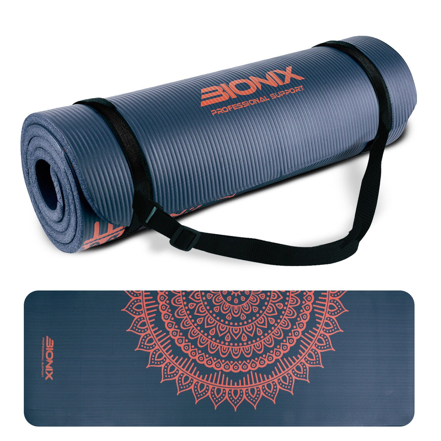 Premium 10mm Non-Slip Yoga Mat with Carry Strap - Ideal for Fitness, Pilates, and Home Workouts (183x62)