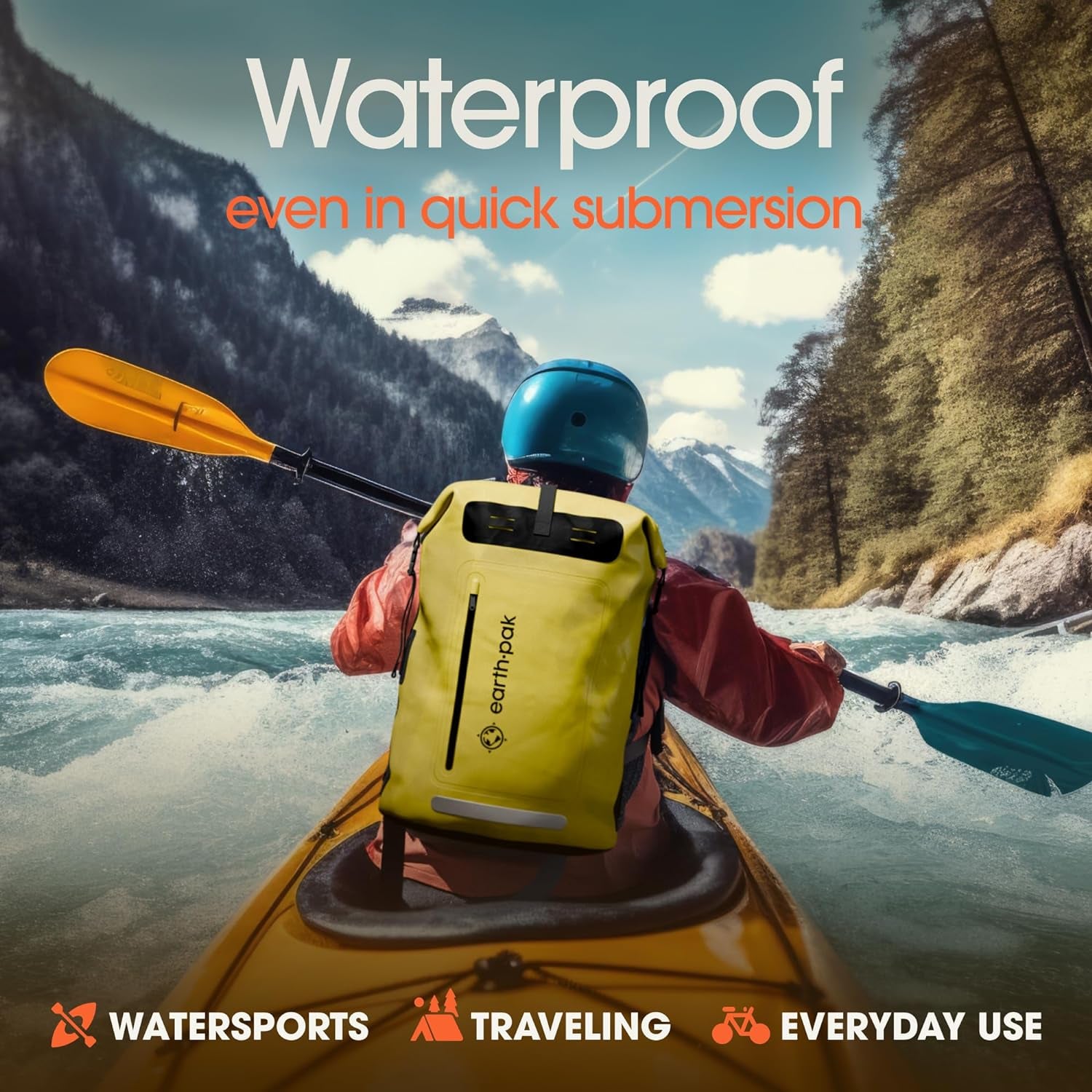 Ultimate Waterproof Backpack - Heavy Duty Roll-Top Hiking Bag with Cushioned Dry Bag and Phone Case