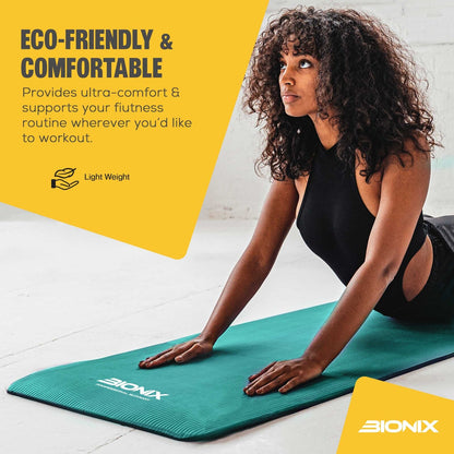 Premium 10mm Non-Slip Yoga Mat with Carry Strap - Ideal for Fitness, Pilates, and Home Workouts (183x62)