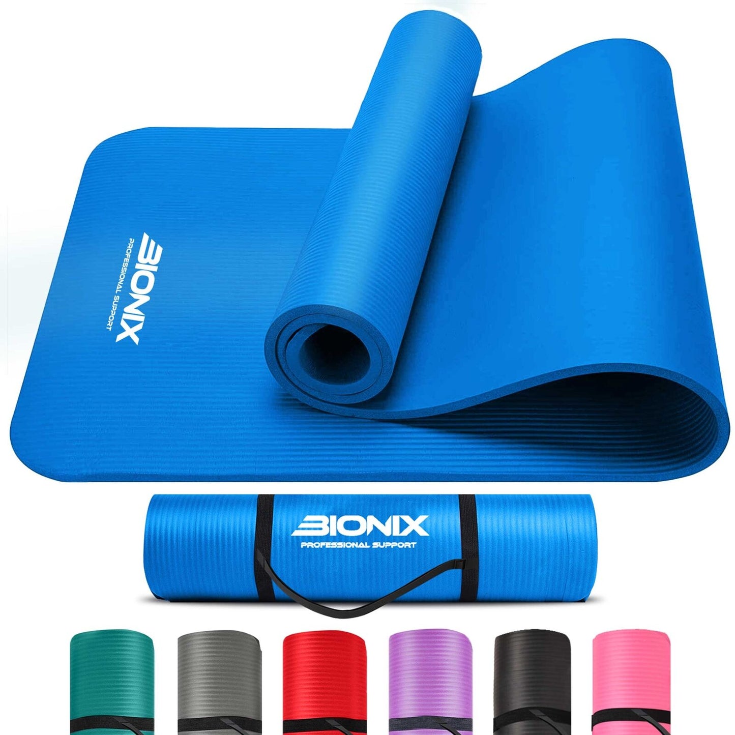 Premium 10mm Non-Slip Yoga Mat with Carry Strap - Ideal for Fitness, Pilates, and Home Workouts (183x62)