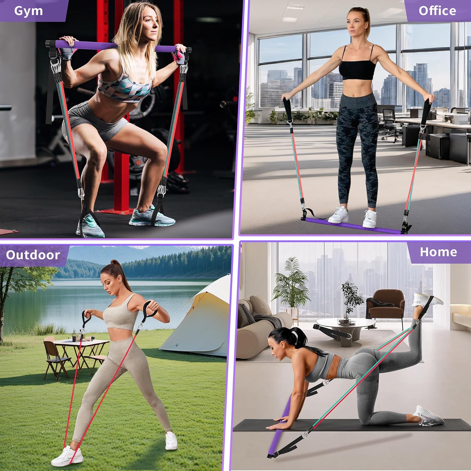 Ultimate Portable Pilates Bar Kit with Adjustable Resistance Bands - Full-Body Workout Solution for Home and On-the-Go Fitness