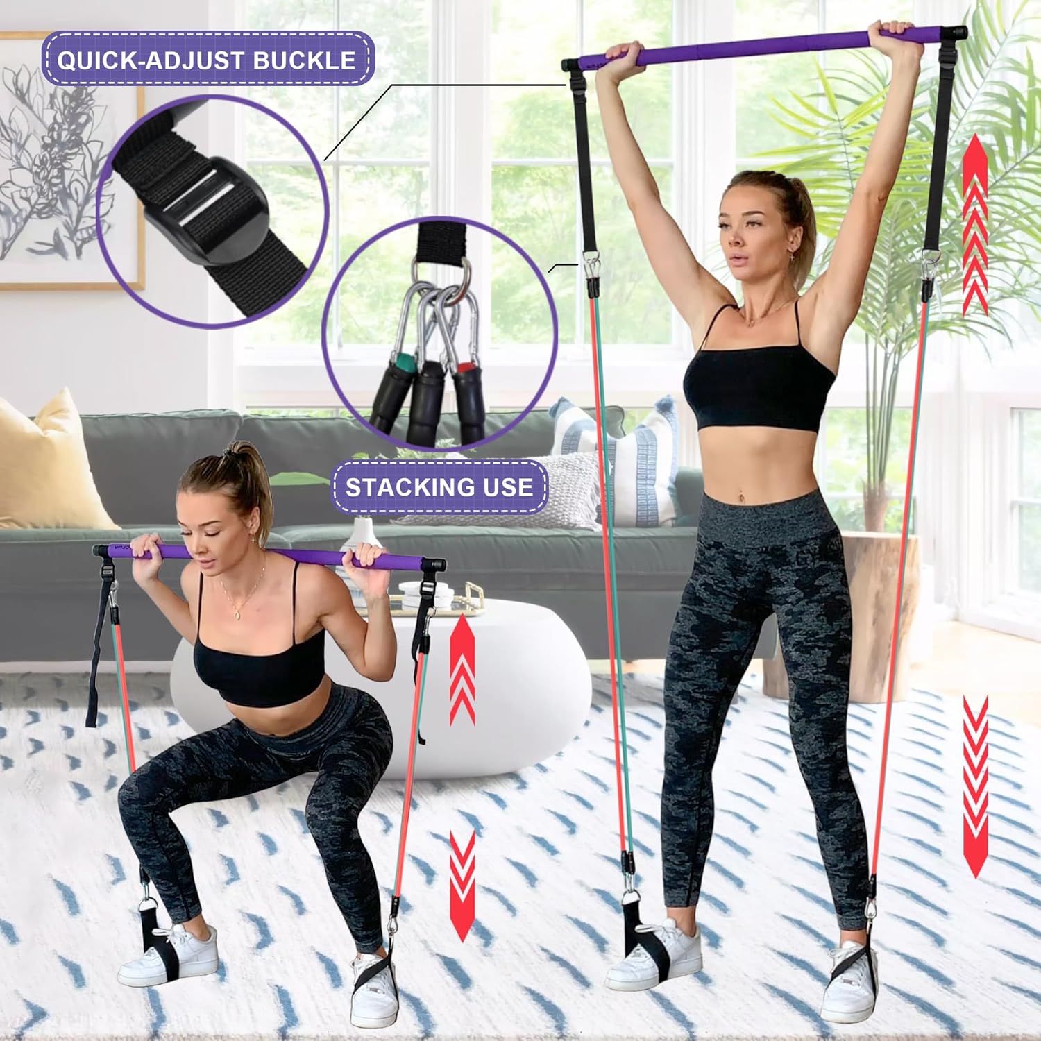 Ultimate Portable Pilates Bar Kit with Adjustable Resistance Bands - Full-Body Workout Solution for Home and On-the-Go Fitness
