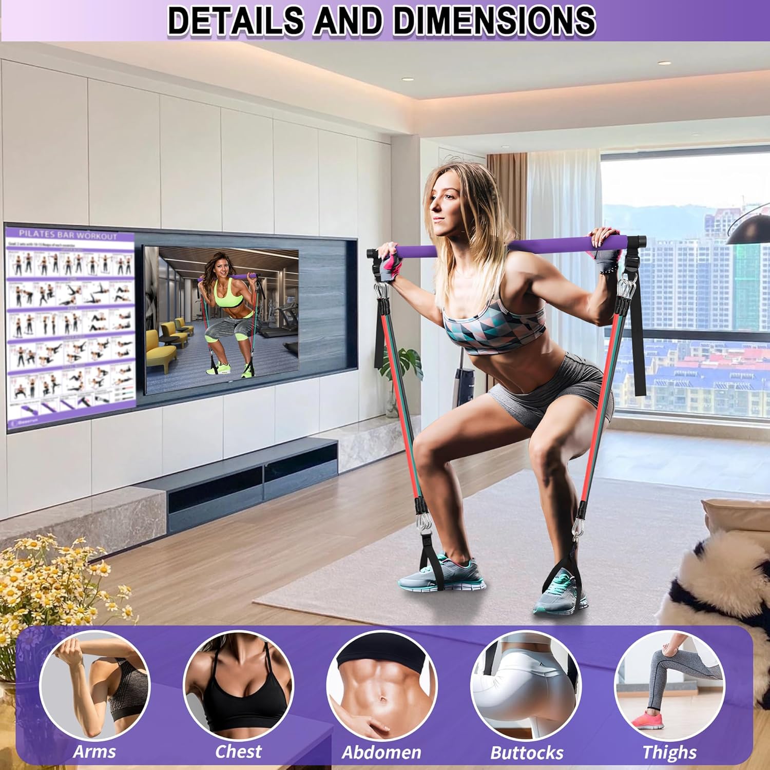 Ultimate Portable Pilates Bar Kit with Adjustable Resistance Bands - Full-Body Workout Solution for Home and On-the-Go Fitness