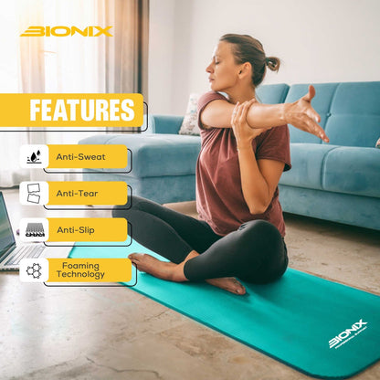 Premium 10mm Non-Slip Yoga Mat with Carry Strap - Ideal for Fitness, Pilates, and Home Workouts (183x62)