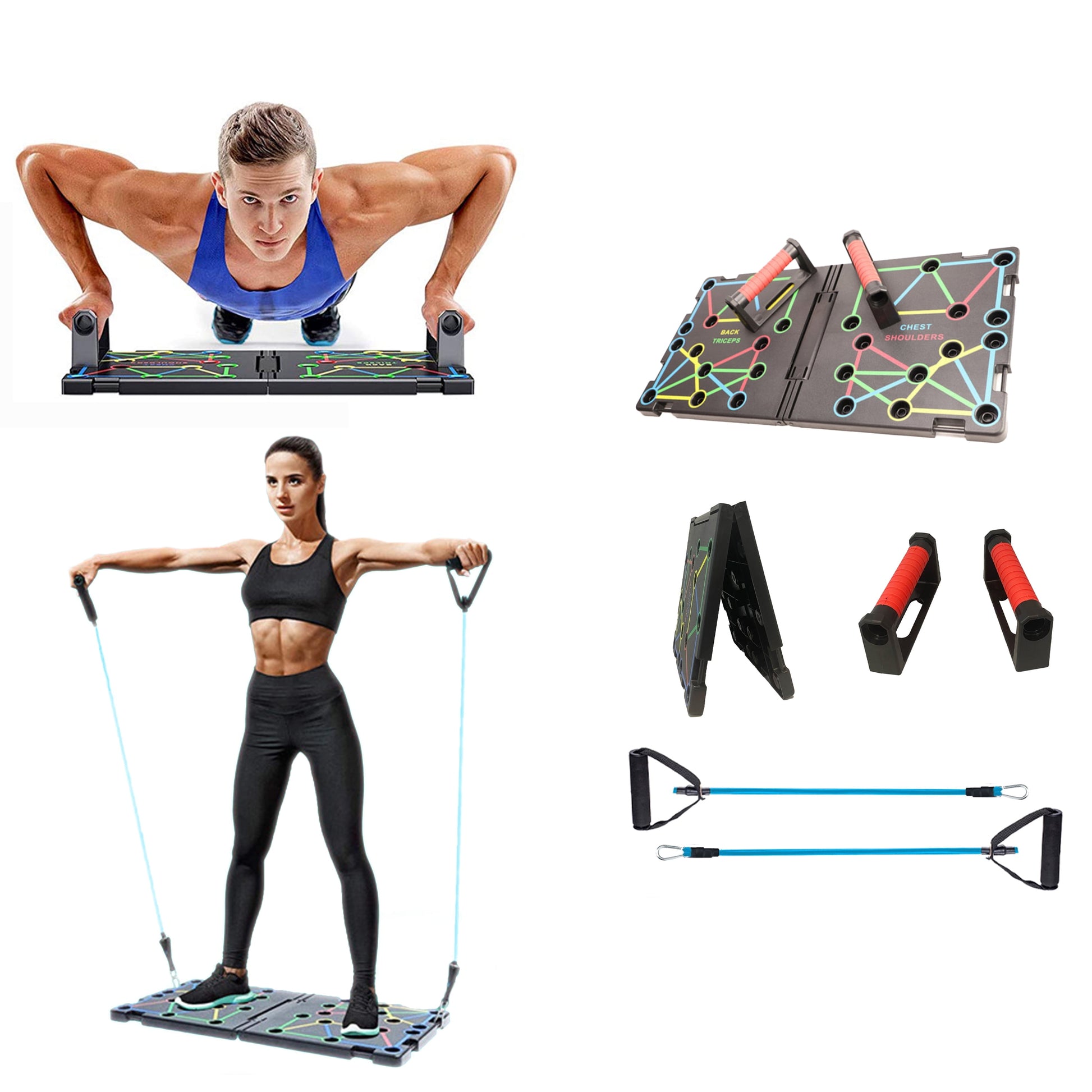 Transform Your Workout with the 9 in 1 Push-Up Rack Board System - Includes 2 Resistance Bands and Pilates Bars for Ultimate Muscle Building