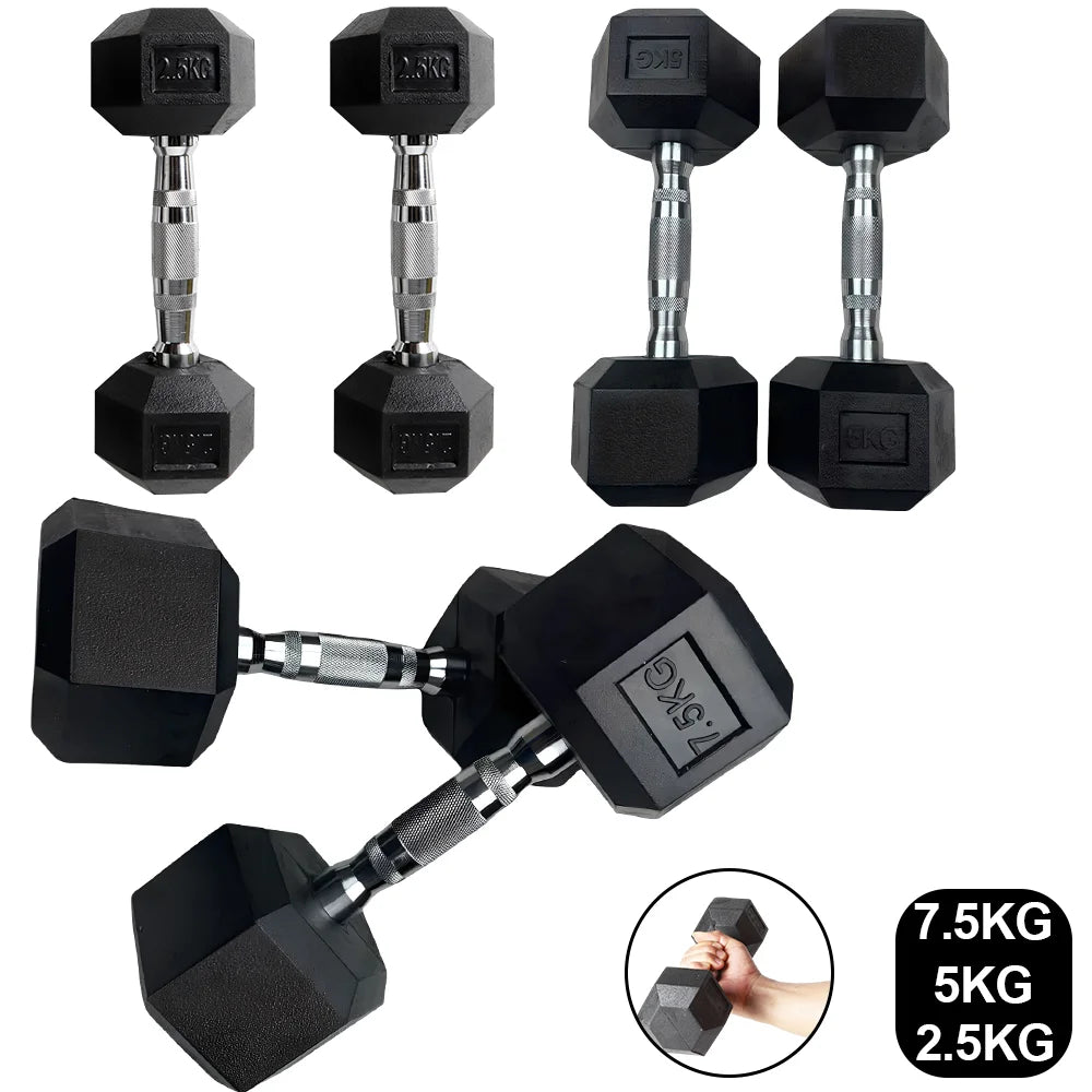Versatile 2Pc Hexagonal Dumbbell Set for Men - Choose from 2.5Kg, 5Kg, or 7.5Kg for Comprehensive Home Fitness!