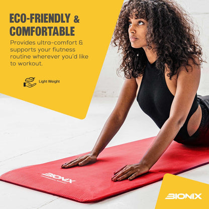 Premium 10mm Non-Slip Yoga Mat with Carry Strap - Ideal for Fitness, Pilates, and Home Workouts (183x62)