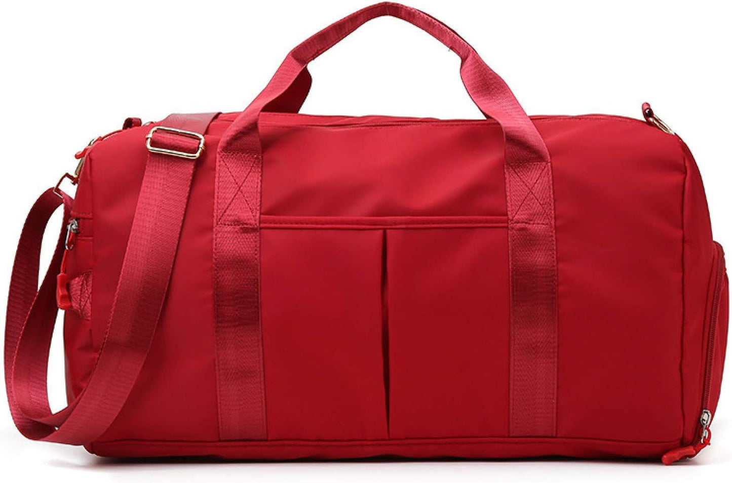 Versatile Dark Red Sport Gym Travel Duffel Bag with Dry Wet Separation & Shoe Compartment - Ideal for Men and Women