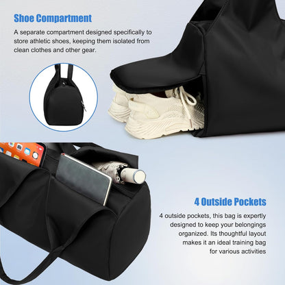 Versatile Gym Bag for Men and Women with Shoe Compartment & Wet Pocket - Perfect for Travel, Fitness, Swimming, and Yoga