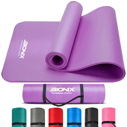 Premium 10mm Non-Slip Yoga Mat with Carry Strap - Ideal for Fitness, Pilates, and Home Workouts (183x62)