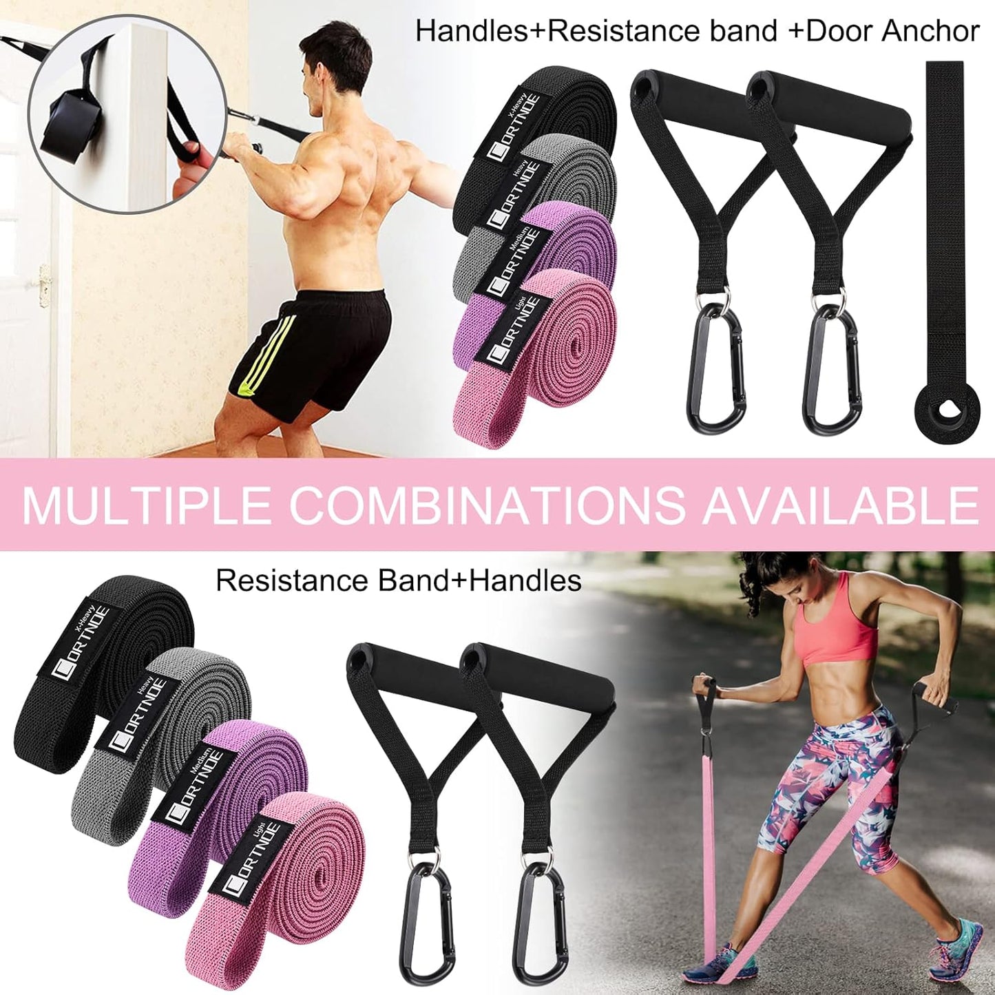 Elevate Your Workout with Our Versatile Resistance Bands Set - 10 Durable Fabric Bands with Handles and Door Anchor for Ultimate Strength Training