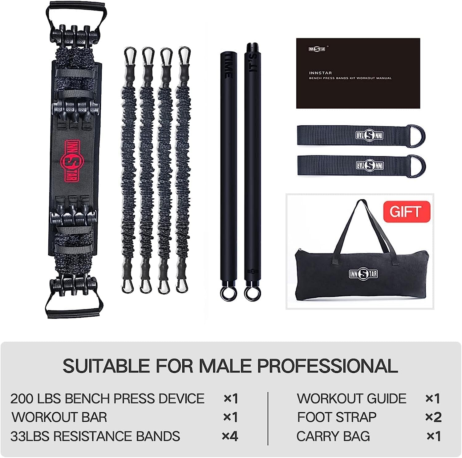 Transform Your Home Workouts with the INNSTAR Portable Gym Set - Complete Full Body Training Solution with Resistance Bands, Workout Bar, and More!