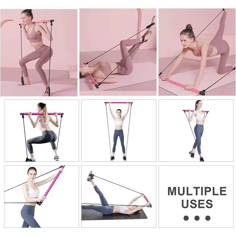 Versatile Pilates Bar Set - Enhance Your Fitness Routine with Yoga Chest Expansion and Tension Rope for Effective Stretching and Strength Training