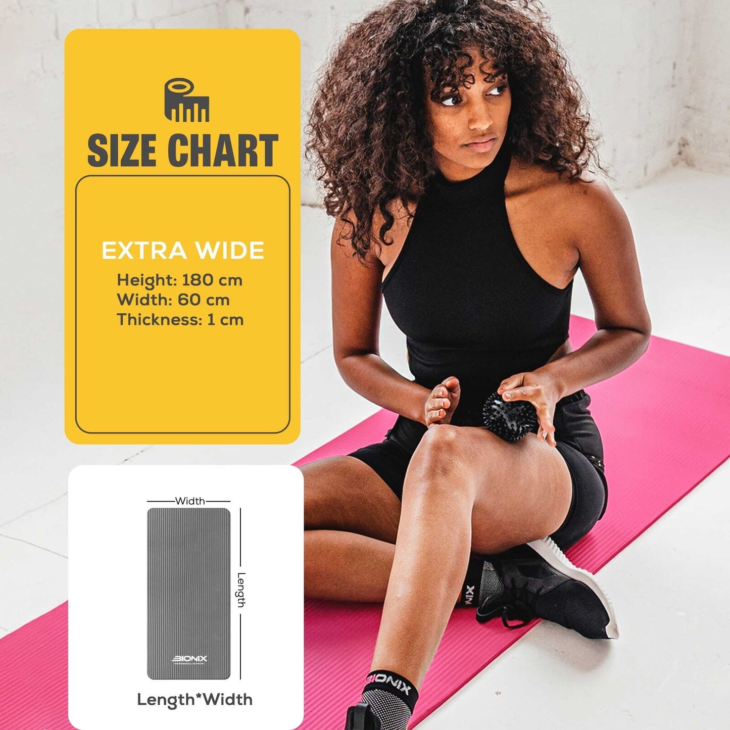 Premium 10mm Non-Slip Yoga Mat with Carry Strap - Ideal for Fitness, Pilates, and Home Workouts (183x62)