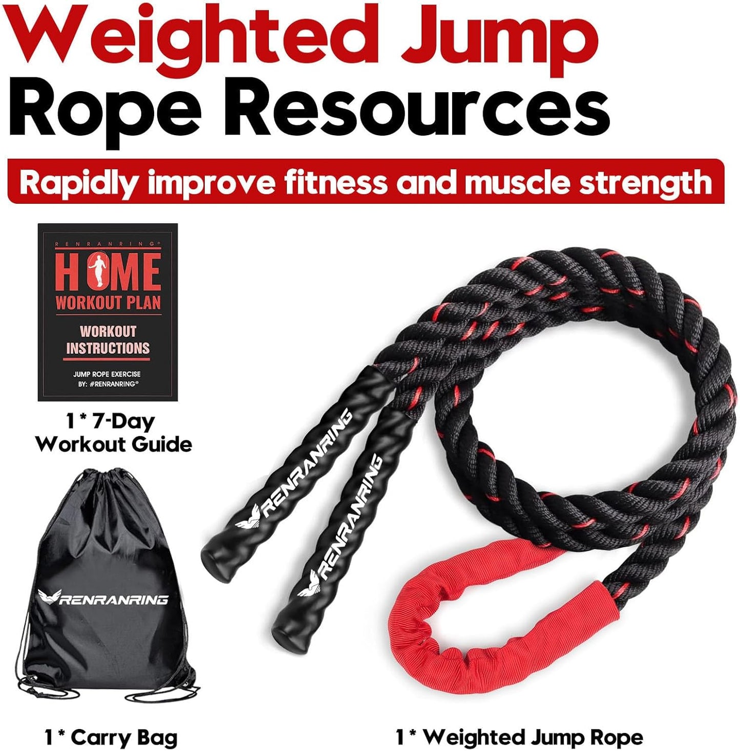 Elevate Your Fitness Game with Our Premium Weighted Jump Rope - Perfect for Men and Women, Available in 3lb, 4lb, and 5lb Options for Effective Home Workouts and Muscle Building