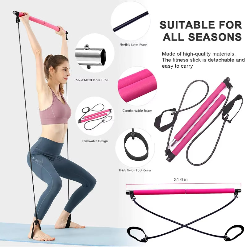 Versatile Pilates Bar Set - Enhance Your Fitness Routine with Yoga Chest Expansion and Tension Rope for Effective Stretching and Strength Training