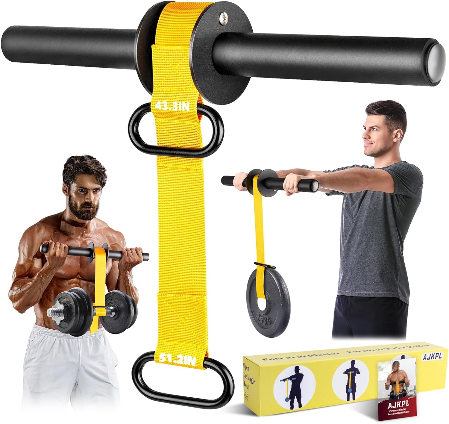 Elevate Your Strength Training with Our Ultra-Strong Forearm Strengthener and Wrist Roller – Adjustable Nylon Webbing, Quick Lock Mechanism, and Anti-Slip Grip for Maximum Performance