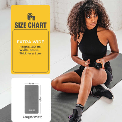 Premium 10mm Non-Slip Yoga Mat with Carry Strap - Ideal for Fitness, Pilates, and Home Workouts (183x62)