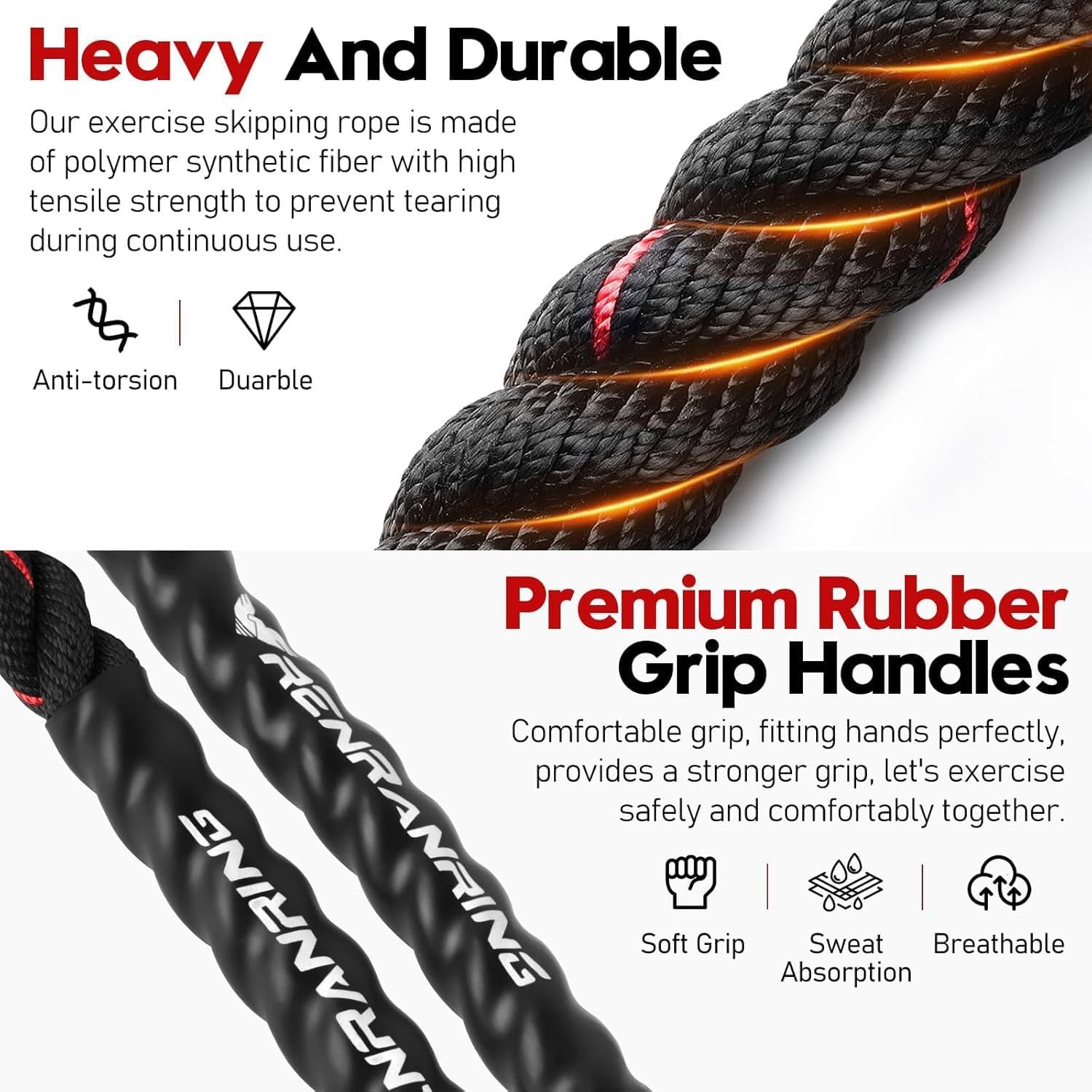 Elevate Your Fitness Game with Our Premium Weighted Jump Rope - Perfect for Men and Women, Available in 3lb, 4lb, and 5lb Options for Effective Home Workouts and Muscle Building