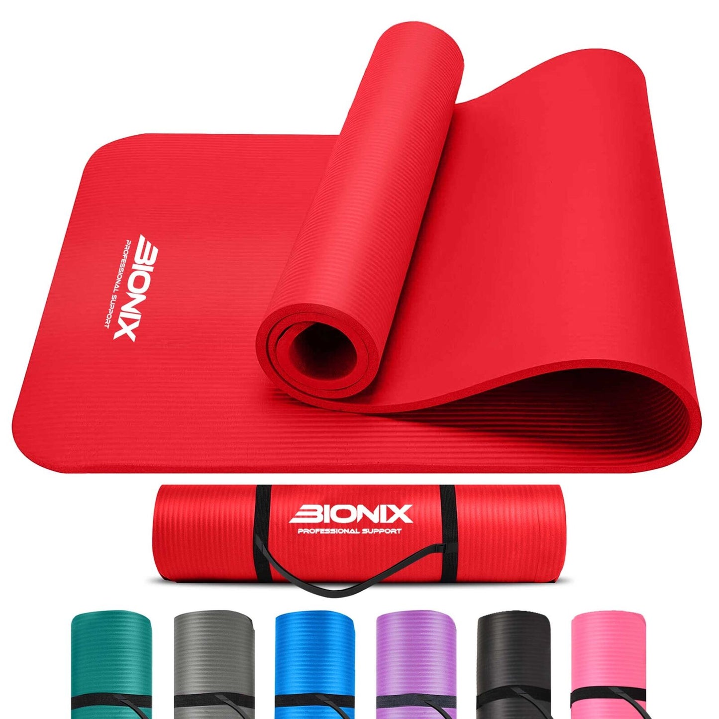 Premium 10mm Non-Slip Yoga Mat with Carry Strap - Ideal for Fitness, Pilates, and Home Workouts (183x62)
