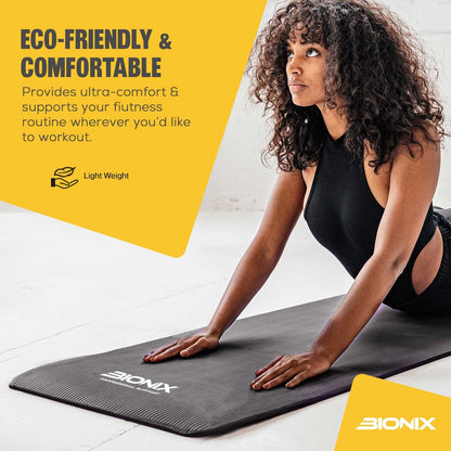 Premium 10mm Non-Slip Yoga Mat with Carry Strap - Ideal for Fitness, Pilates, and Home Workouts (183x62)