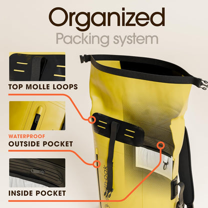 Ultimate Waterproof Backpack - Heavy Duty Roll-Top Hiking Bag with Cushioned Dry Bag and Phone Case